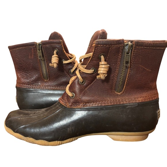 Sperry Top Sider‎ Waterproof Duck Boot Women's Size 7.5 Leather Rubber Brown - Picture 6 of 7